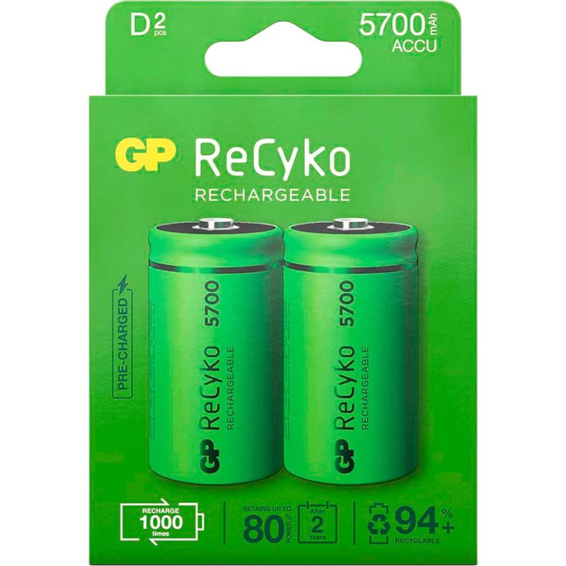 Acumulatori GP Batteries, ReCyco 5700mAh D (R20) 1.2V NiMH, paper box 2 buc. 570DHCB-EB2, "GPRHC57DB025"