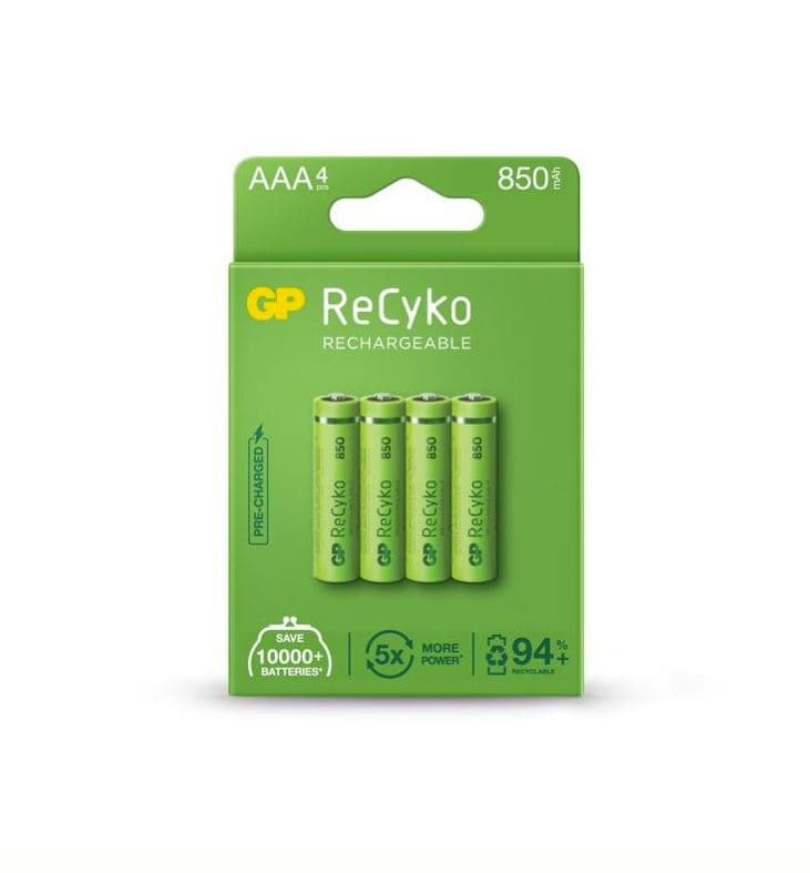 Acumulatori GP Batteries, ReCyco 850mAh AAA (LR03) 1.2V NiMH, paper box 4 buc. 85AAAHCE-EB4, "GPRHCH83E016"