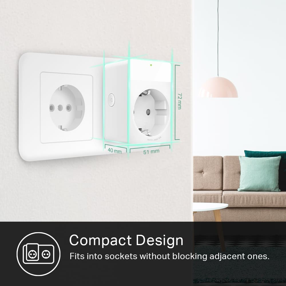 PRIZA inteligenta TP-LINK, Monitorizare consum,Slim, Schuko x 1, conectare prin Schuko (T), 16 A, programare prin smartphone, Wi-Fi, alb "KP115" — miniatură