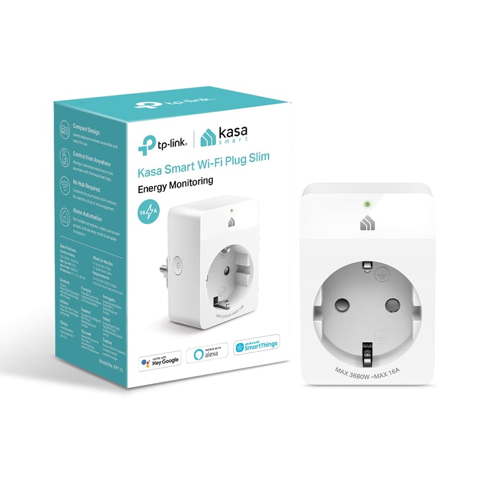 PRIZA inteligenta TP-LINK, Monitorizare consum,Slim, Schuko x 1, conectare prin Schuko (T), 16 A, programare prin smartphone, Wi-Fi, alb "KP115" — miniatură