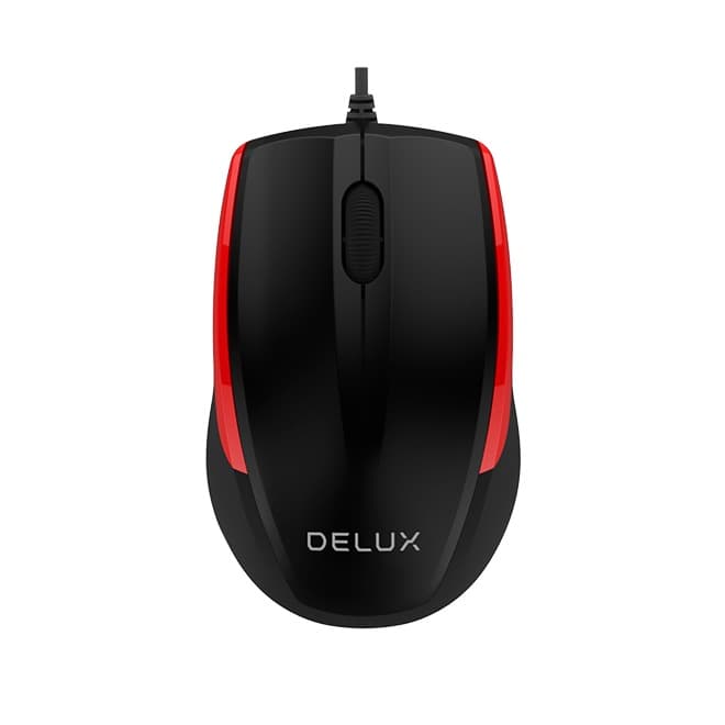 MOUSE DELUX, PC sau NB, cu fir, USB, optic, 1000 dpi, butoane/scroll 3/1, negru-rosu, "M321BU-BR"
