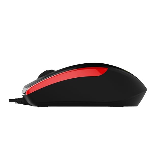 MOUSE DELUX, PC sau NB, cu fir, USB, optic, 1000 dpi, butoane/scroll 3/1, negru-rosu, "M321BU-BR" — miniatură