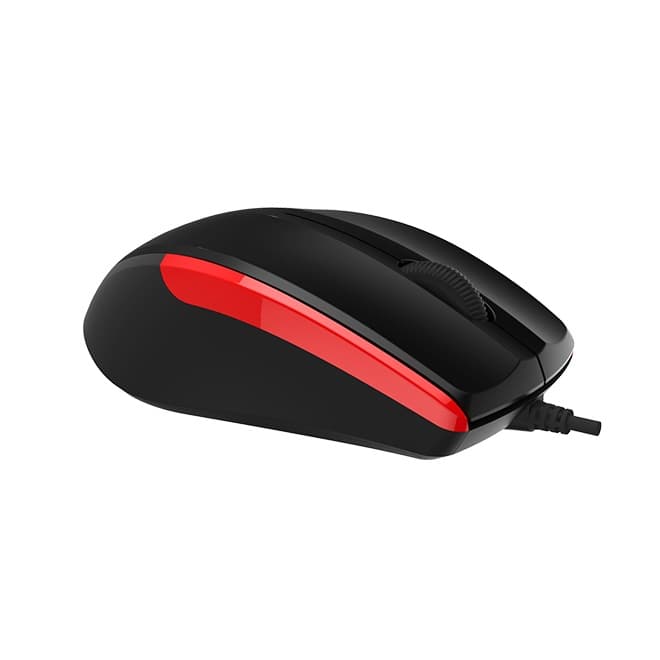 MOUSE DELUX, PC sau NB, cu fir, USB, optic, 1000 dpi, butoane/scroll 3/1, negru-rosu, "M321BU-BR" — miniatură