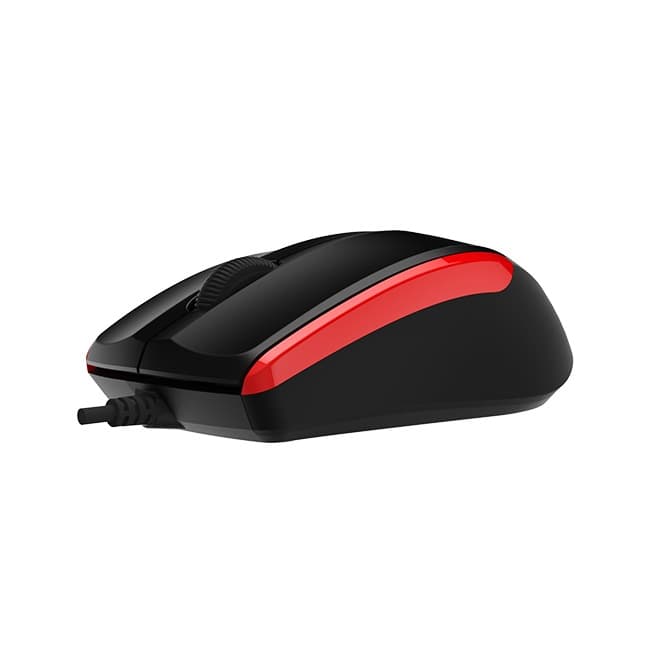 MOUSE DELUX, PC sau NB, cu fir, USB, optic, 1000 dpi, butoane/scroll 3/1, negru-rosu, "M321BU-BR" — miniatură