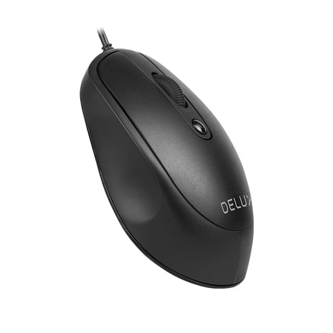 MOUSE DELUX, PC sau NB, cu fir, USB, optic, 3200 dpi, butoane/scroll 4/1, negru, "M366BU-BK" — miniatură