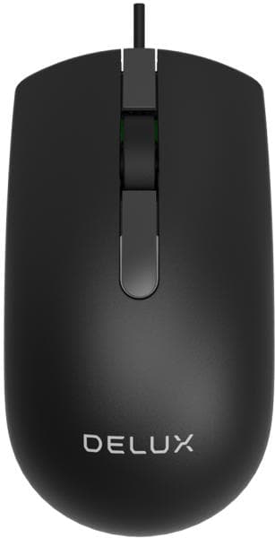 MOUSE DELUX, PC sau NB, cu fir, USB, optic, 1000 dpi, butoane/scroll 3/1, negru, "M322BU-BK"
