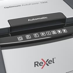 Distrugator automat documente Rexel OPTIMUM 130X, 130 coli, P4, cross-cut (tip confeti), cos 44 litri, negru-gri, "2020130XEU" — miniatură