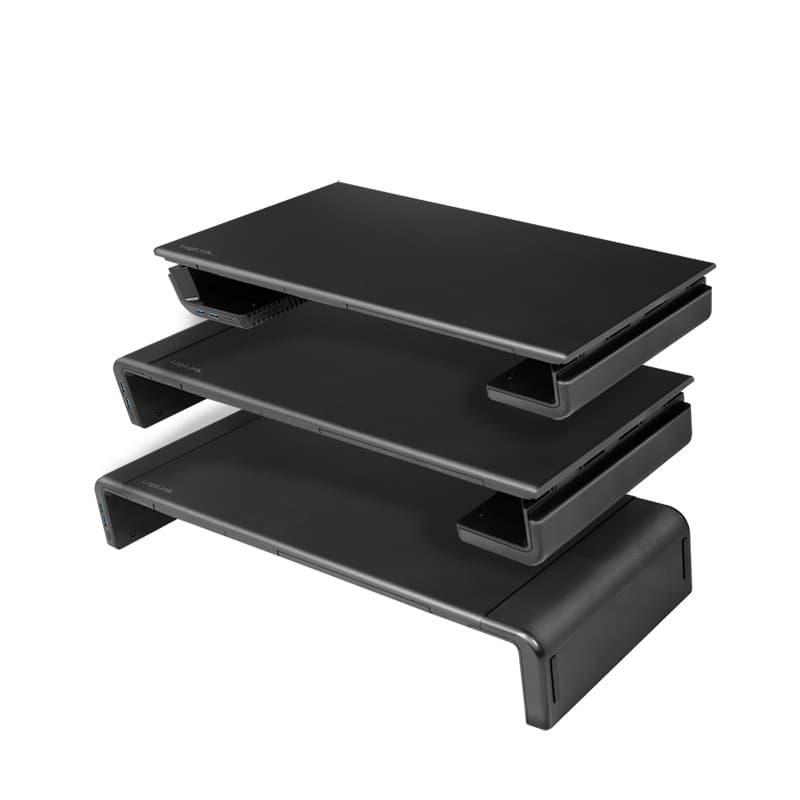 MASUTA TV LOGILINK, pt 1 TV/monitor plat, curbat, reglabila 420/470/520mm, 2xUSB3.0, 1xUSB-C, max 25 Kg, black, "BP0141" — miniatură