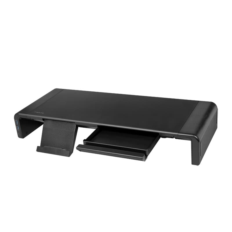 MASUTA TV LOGILINK, pt 1 TV/monitor plat, curbat, reglabila 420/470/520mm, 2xUSB3.0, 1xUSB-C, max 25 Kg, black, "BP0141" — miniatură