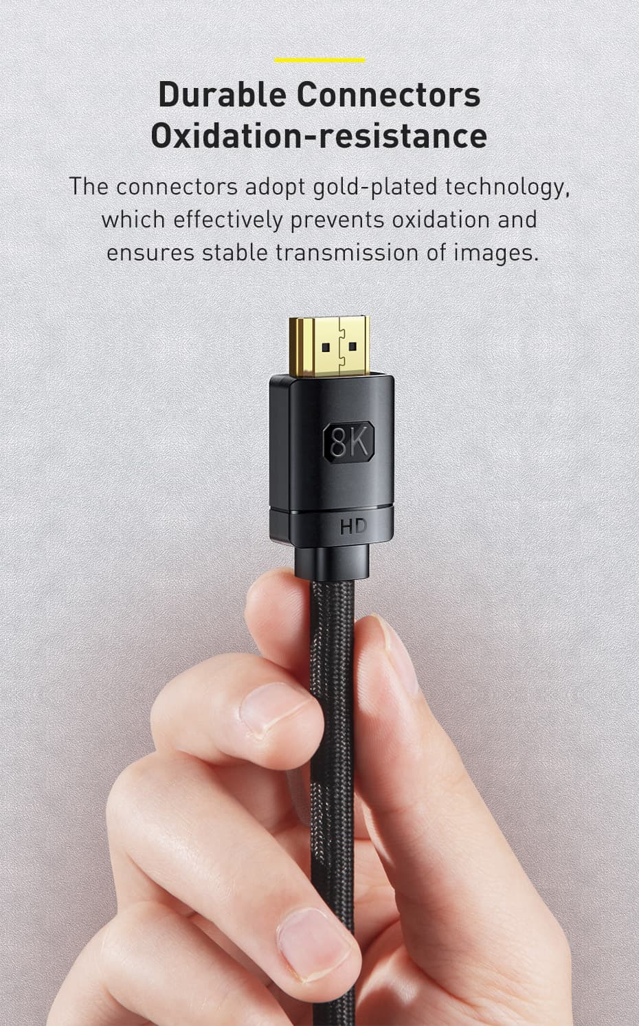 CABLU video Baseus High Definition, HDMI(T) la HDMI(T), versiunea 2.1, rezolutie maxima 8K UHD (7680 x 4320) la 60 Hz, conectori auriti, 3m, negru "CAKGQ-L01" - 6953156204171 — miniatură