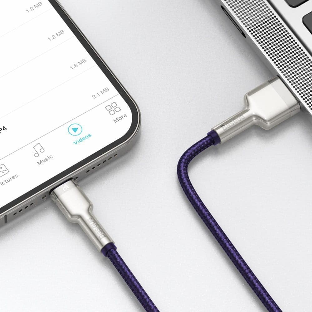 CABLU alimentare si date Baseus Cafule Metal, Fast Charging Data Cable pt. smartphone, USB la Lightning Iphone 2.4A, braided, 1m, violet "CALJK-A05" - 6953156202269 — miniatură