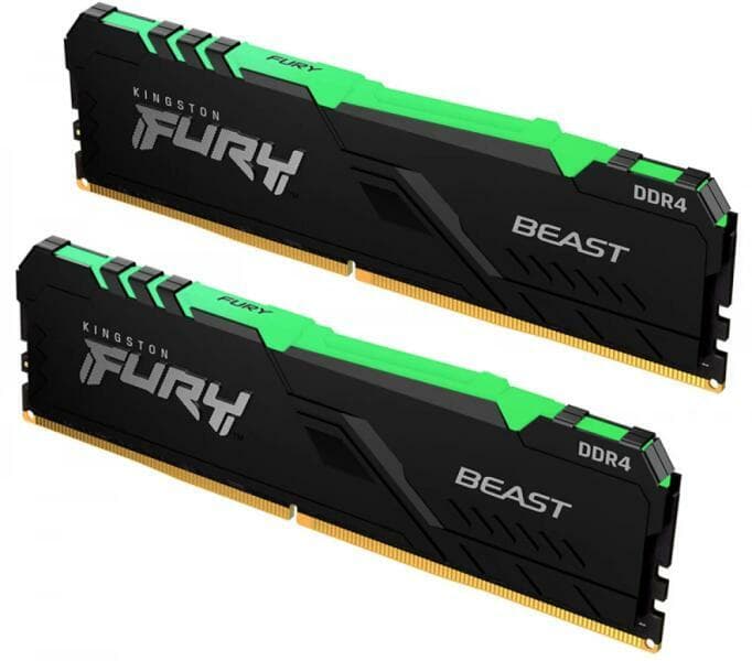 Memorie DDR Kingston - gaming DDR4 32 GB, frecventa 3200 MHz, 16 GB x 2 module, radiator, iluminare RGB, "KF432C16BB1AK2/32"