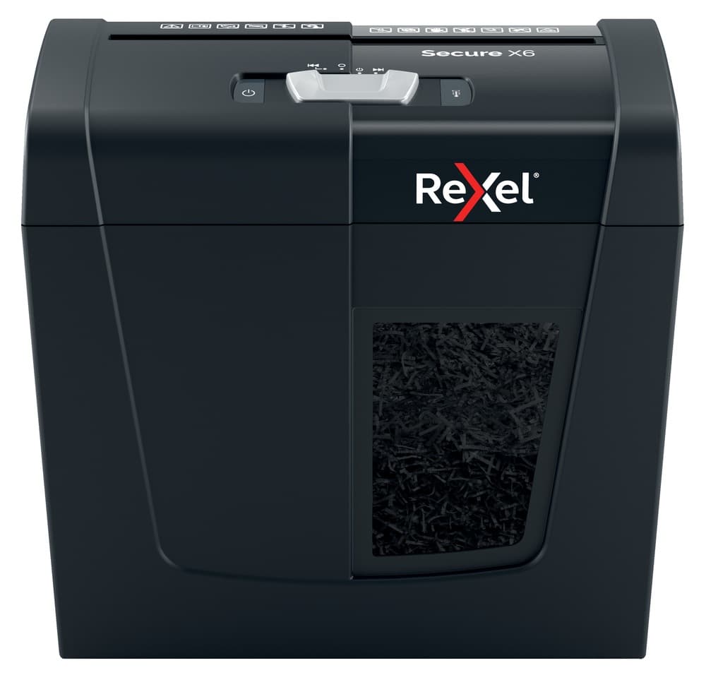 Distrugator manual documente Rexel SECURE X6, 6 coli, P4, cross-cut (tip confeti), cos 10 litri, negru, "2020122EU" — miniatură