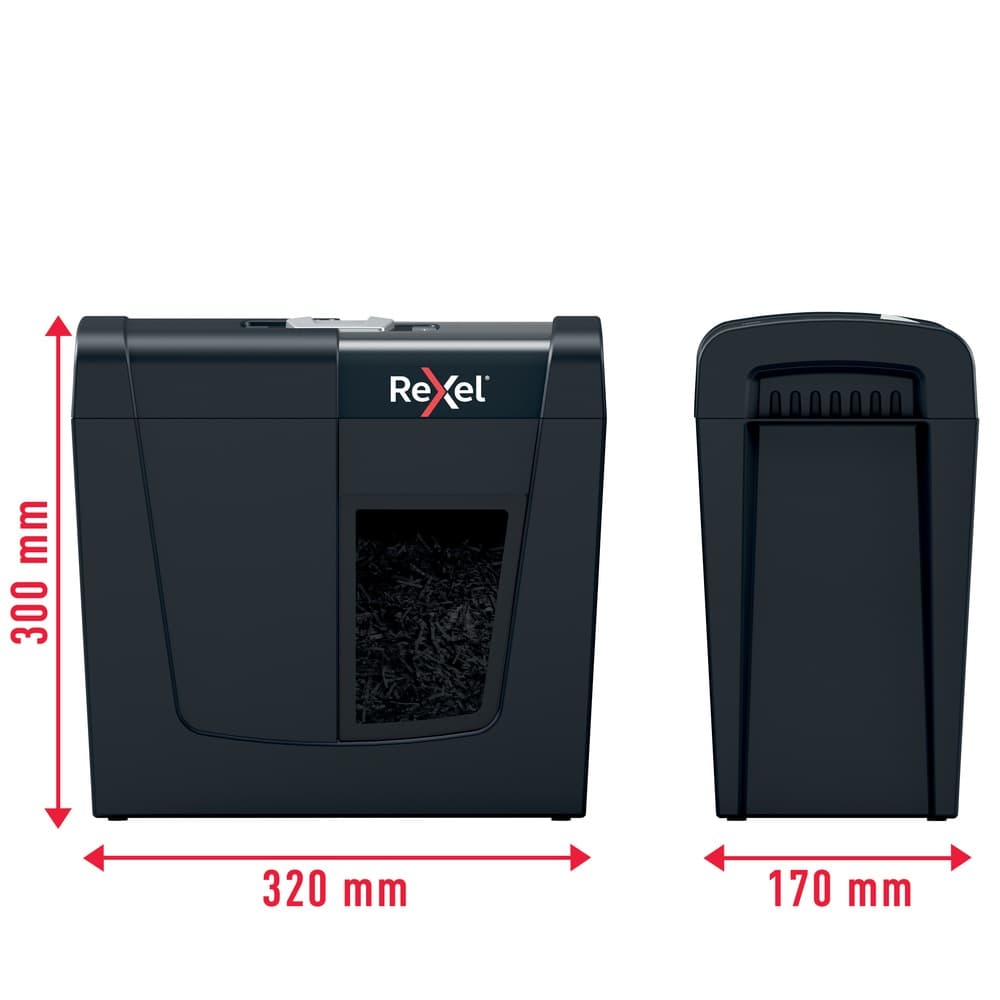 Distrugator manual documente Rexel SECURE X6, 6 coli, P4, cross-cut (tip confeti), cos 10 litri, negru, "2020122EU" — miniatură