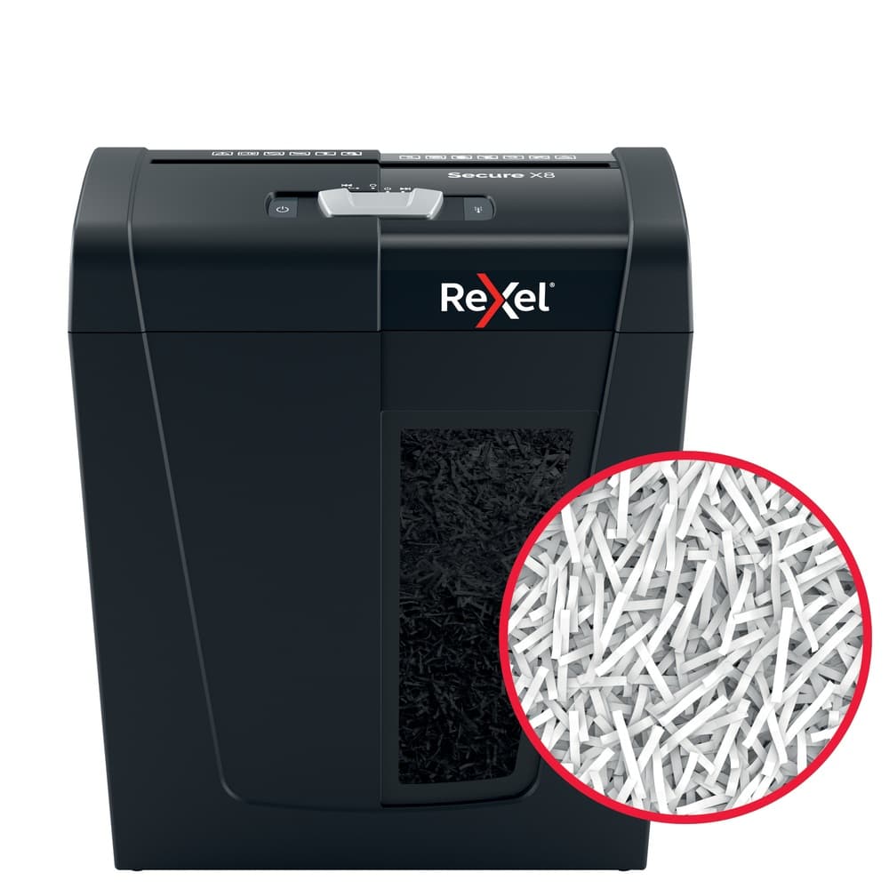 Distrugator manual documente Rexel SECURE X8, 8 coli, P4, cross-cut (tip confeti), cos 14 litri, negru, "2020123EU" — miniatură