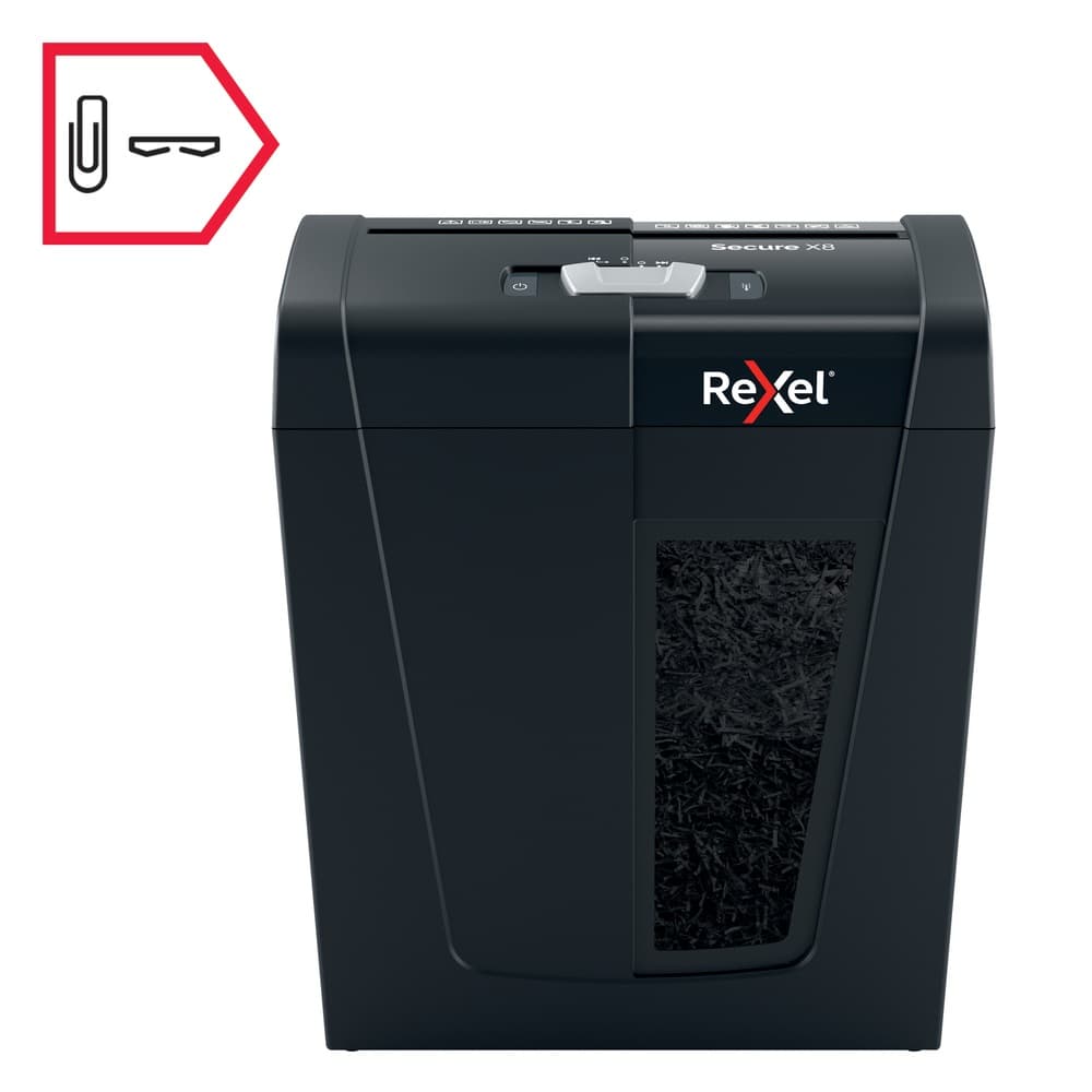 Distrugator manual documente Rexel SECURE X8, 8 coli, P4, cross-cut (tip confeti), cos 14 litri, negru, "2020123EU" — miniatură