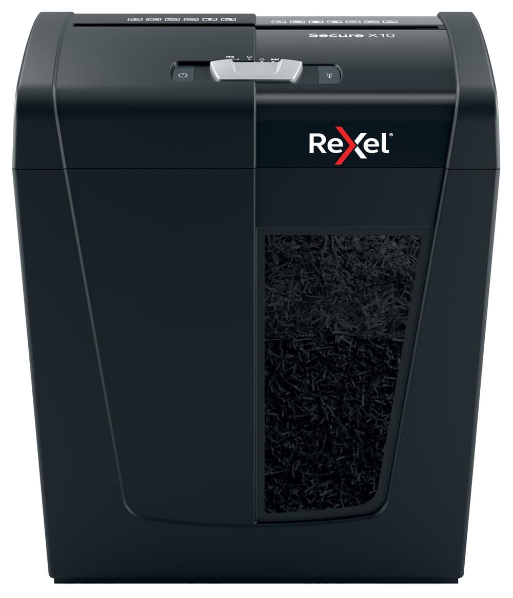 Distrugator manual documente Rexel SECURE X10, 10 coli, P4, cross-cut (tip confeti), cos 18 litri, negru, "2020124EU" — miniatură