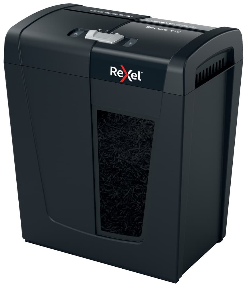 Distrugator manual documente Rexel SECURE X10, 10 coli, P4, cross-cut (tip confeti), cos 18 litri, negru, "2020124EU"