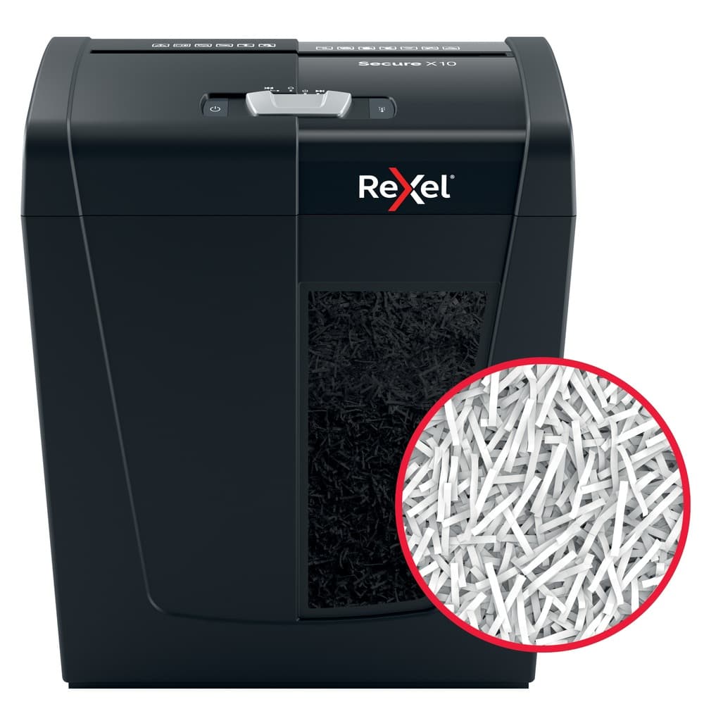 Distrugator manual documente Rexel SECURE X10, 10 coli, P4, cross-cut (tip confeti), cos 18 litri, negru, "2020124EU" — miniatură