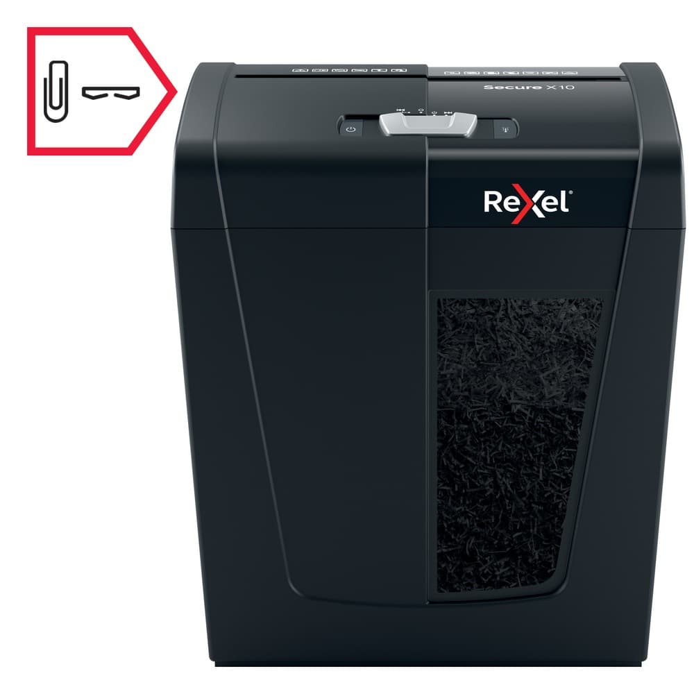 Distrugator manual documente Rexel SECURE X10, 10 coli, P4, cross-cut (tip confeti), cos 18 litri, negru, "2020124EU" — miniatură