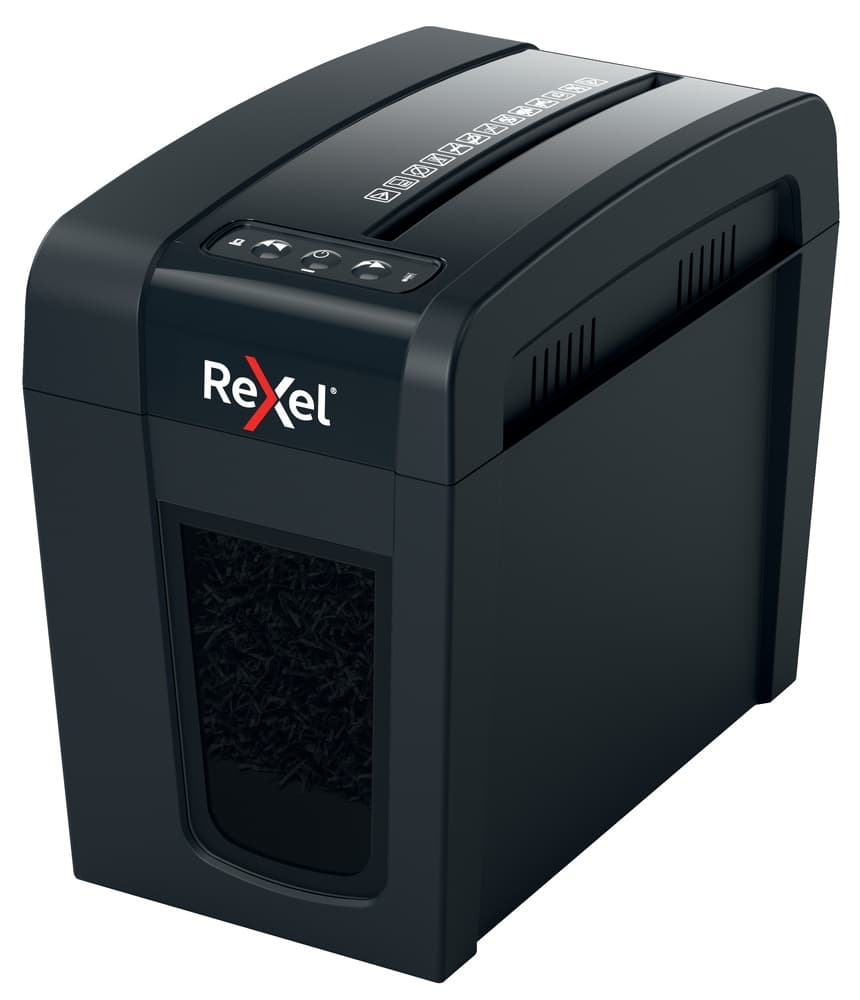 Distrugator manual documente Rexel SECURE X6 Slim, 6 coli, P4, cross-cut (tip confeti), cos 10 litri, negru, "2020125EU"