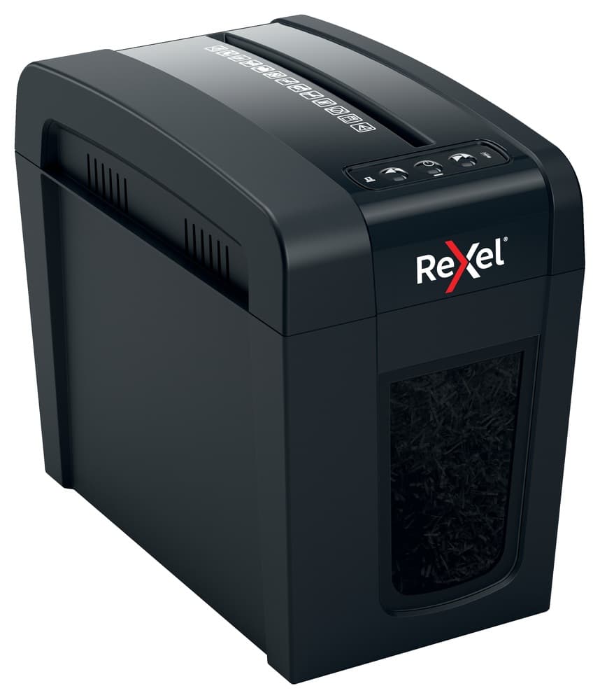 Distrugator manual documente Rexel SECURE X6 Slim, 6 coli, P4, cross-cut (tip confeti), cos 10 litri, negru, "2020125EU" — miniatură