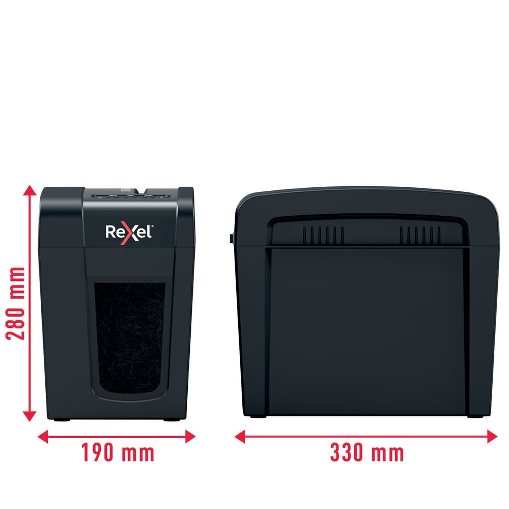 Distrugator manual documente Rexel SECURE X6 Slim, 6 coli, P4, cross-cut (tip confeti), cos 10 litri, negru, "2020125EU" — miniatură