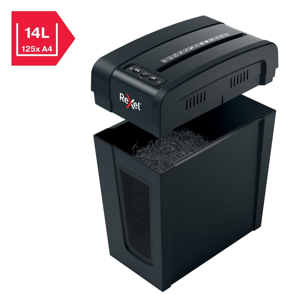 Distrugator manual documente Rexel SECURE X8 Slim, 8 coli, P4, cross-cut (tip confeti), cos 14 litri, negru, "2020126EU" — miniatură
