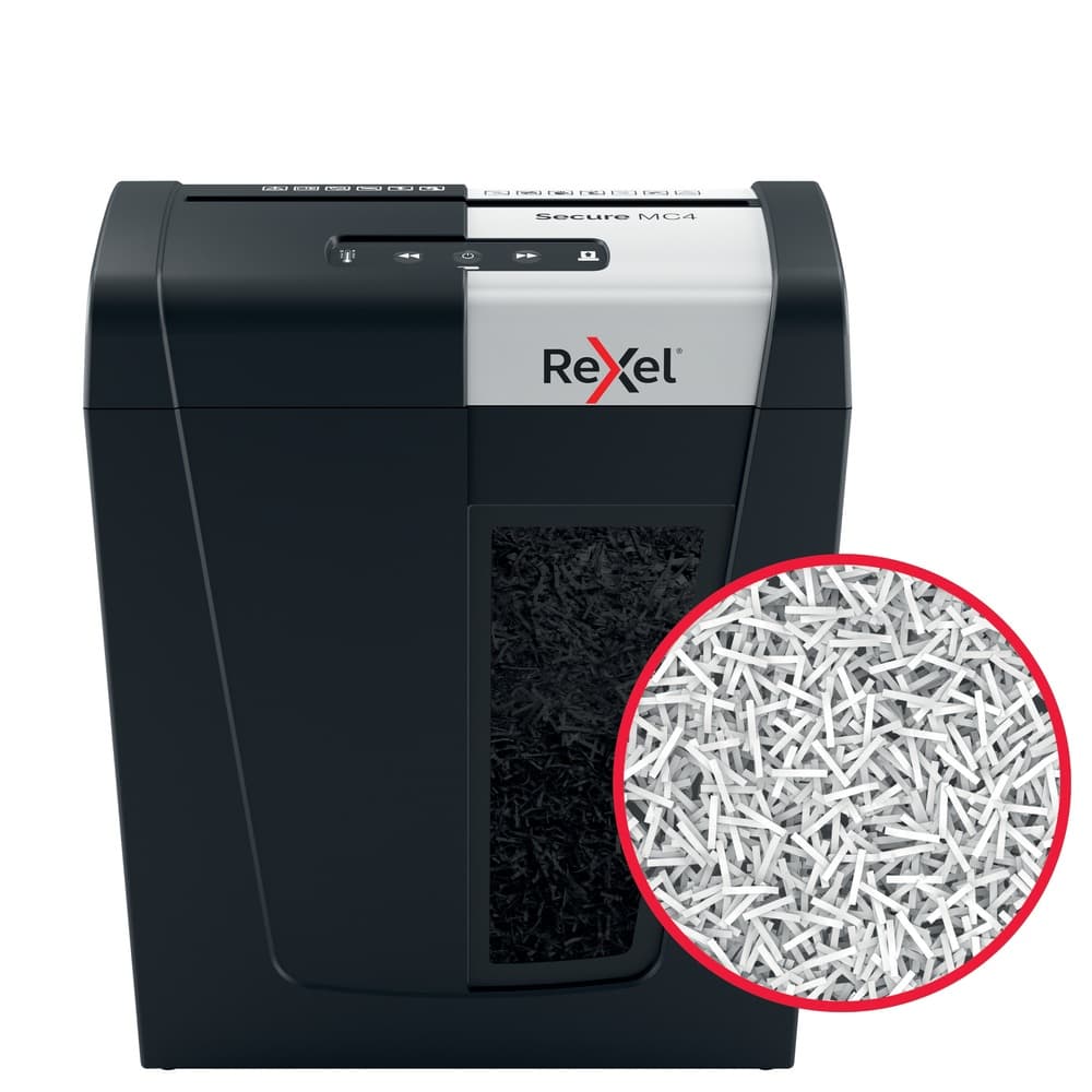 Distrugator manual documente Rexel SECURE MC4, 4 coli, P5, micro-cut (tip particule), cos 14 litri, negru-argintiu, "2020129EU" — miniatură