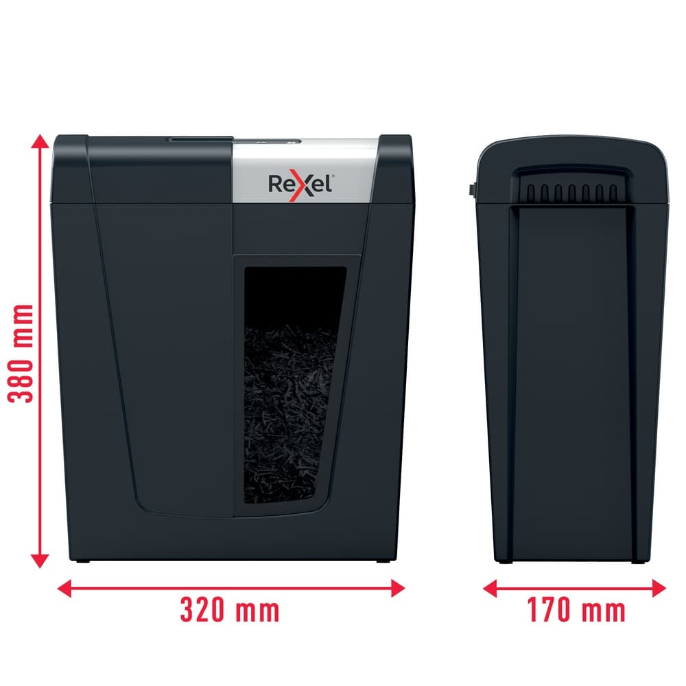 Distrugator manual documente Rexel SECURE MC4, 4 coli, P5, micro-cut (tip particule), cos 14 litri, negru-argintiu, "2020129EU" — miniatură