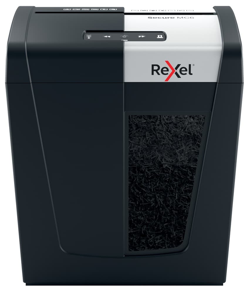 Distrugator manual documente Rexel SECURE MC6, 6 coli, P5, micro-cut (tip particule), cos 18 litri, negru-argintiu, "2020130EU" — miniatură