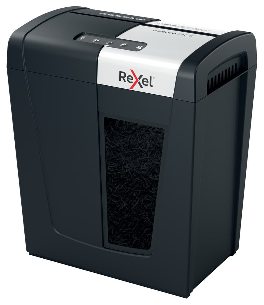 Distrugator manual documente Rexel SECURE MC6, 6 coli, P5, micro-cut (tip particule), cos 18 litri, negru-argintiu, "2020130EU"