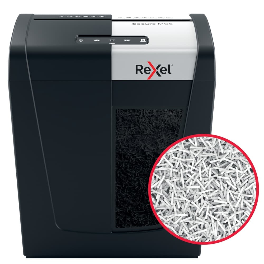 Distrugator manual documente Rexel SECURE MC6, 6 coli, P5, micro-cut (tip particule), cos 18 litri, negru-argintiu, "2020130EU" — miniatură