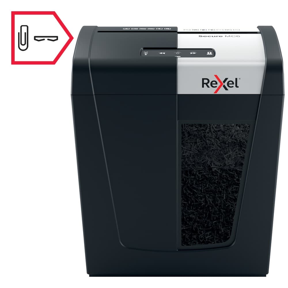 Distrugator manual documente Rexel SECURE MC6, 6 coli, P5, micro-cut (tip particule), cos 18 litri, negru-argintiu, "2020130EU" — miniatură