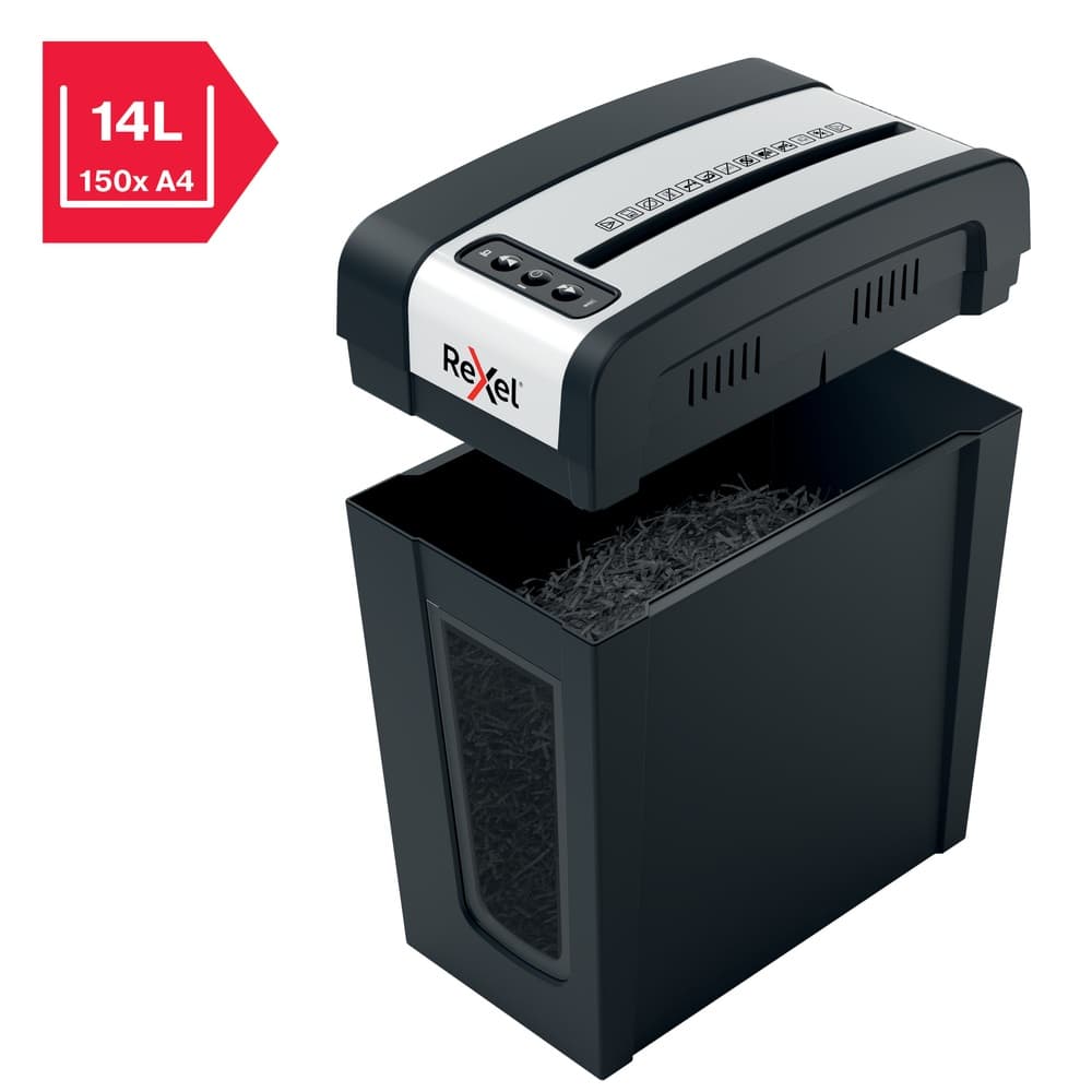 Distrugator manual documente Rexel SECURE MC4 Slim, 4 coli, P5, micro-cut (tip particule), cos 14 litri, negru-argintiu, "2020132EU" — miniatură