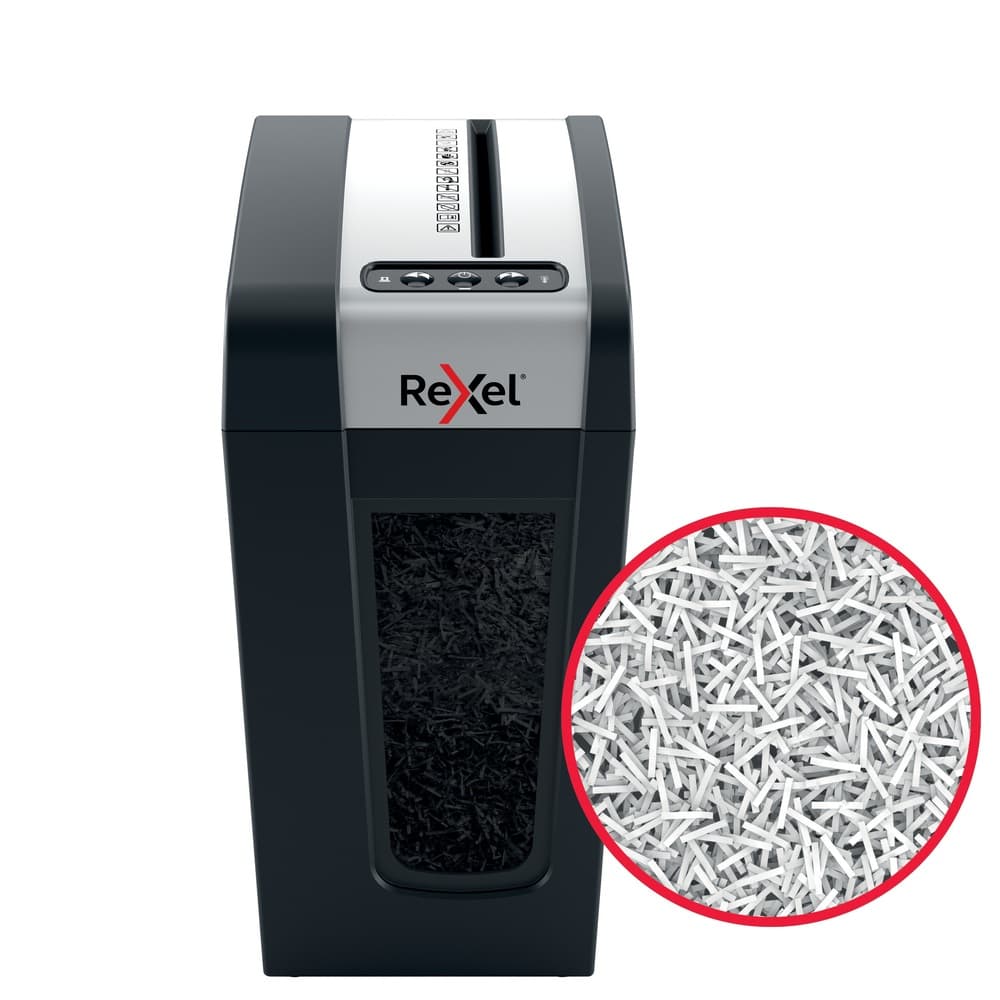 Distrugator manual documente Rexel SECURE MC4 Slim, 4 coli, P5, micro-cut (tip particule), cos 14 litri, negru-argintiu, "2020132EU" — miniatură