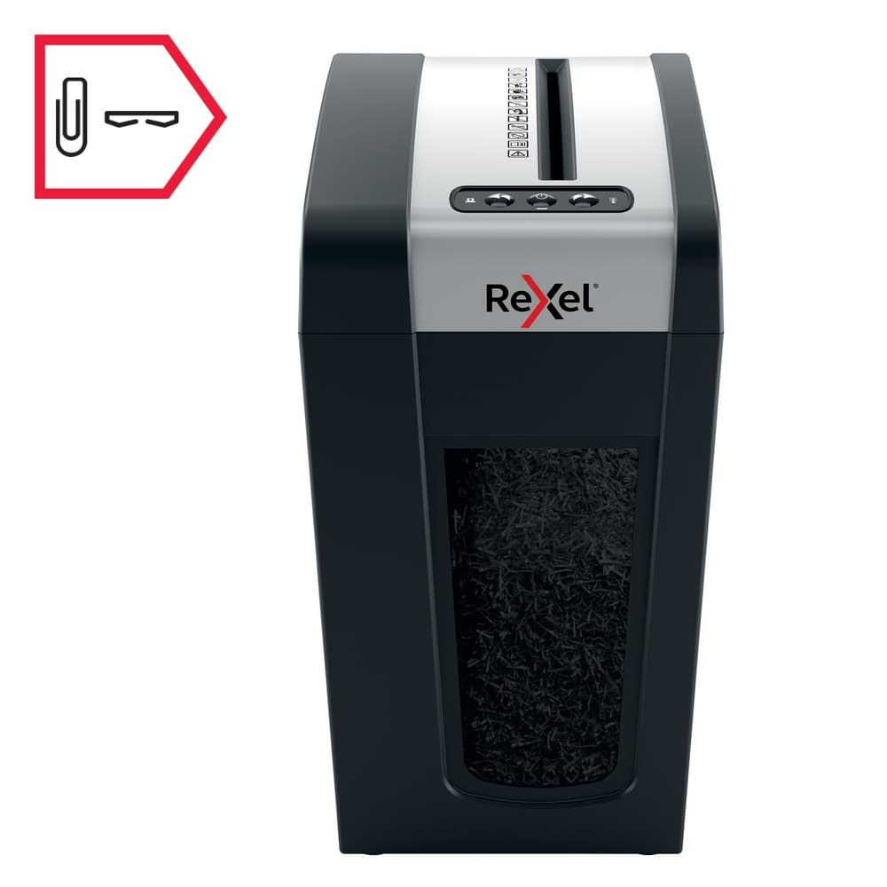 Distrugator manual documente Rexel SECURE MC6 Slim, 6 coli, P5, micro-cut (tip particule), cos 18 litri, negru-argintiu, "2020133EU" — miniatură