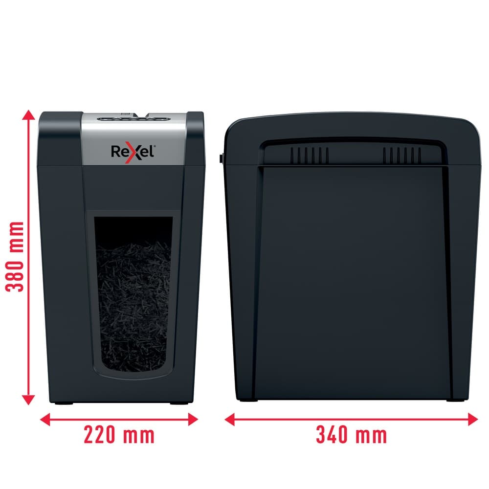 Distrugator manual documente Rexel SECURE MC6 Slim, 6 coli, P5, micro-cut (tip particule), cos 18 litri, negru-argintiu, "2020133EU" — miniatură
