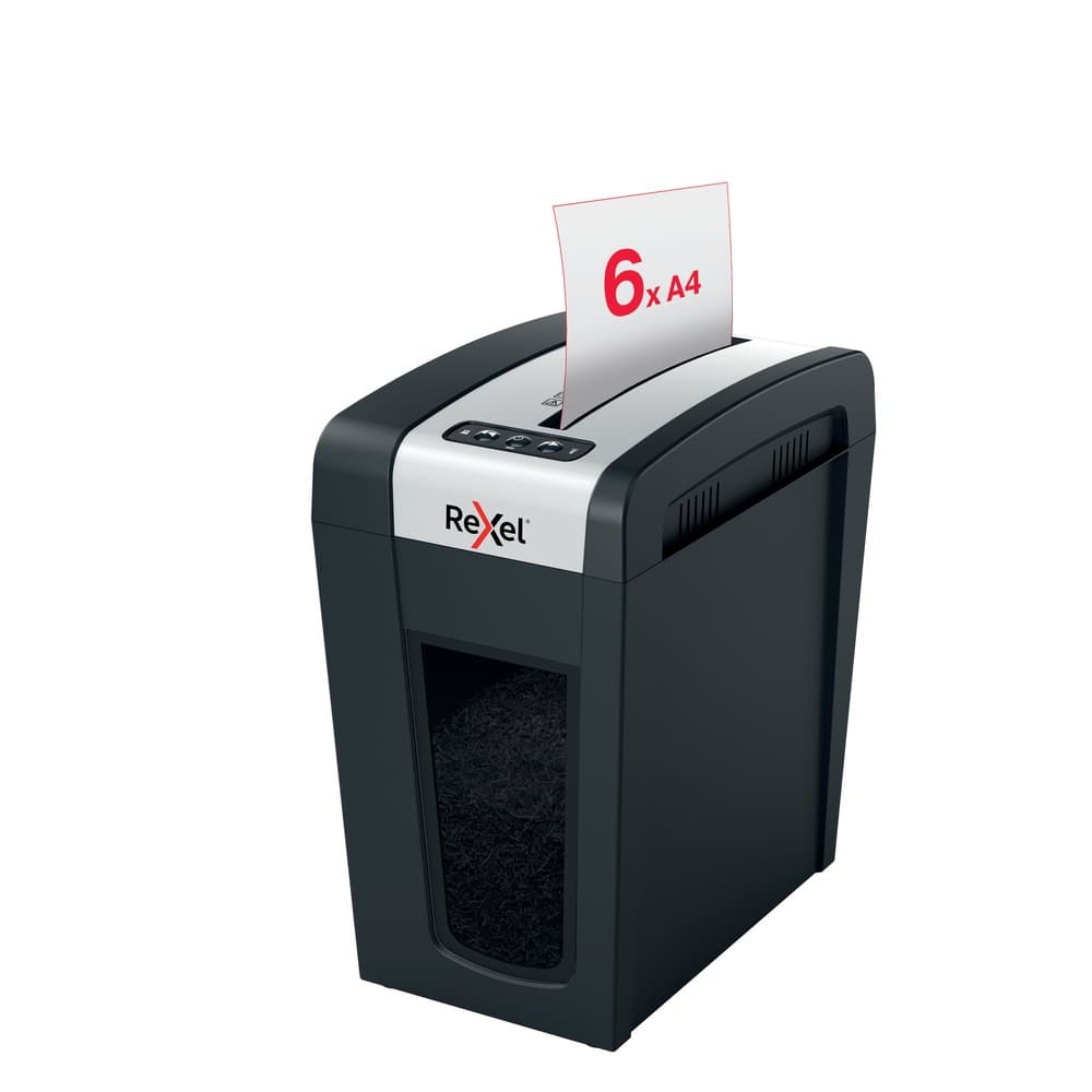 Distrugator manual documente Rexel SECURE MC6 Slim, 6 coli, P5, micro-cut (tip particule), cos 18 litri, negru-argintiu, "2020133EU" — miniatură