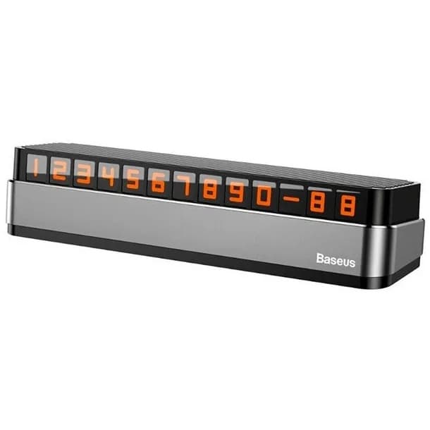 SUPORT numar de telefon parbriz Baseus, functie de inchidere si deschidere prin apasare, sase seturi de numere incluse, gri "ACNUM-B0G" - 6953156293861