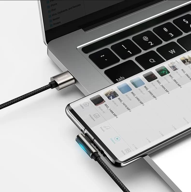 CABLU alimentare si date Baseus Legend Elbow, Fast Charging Data Cable pt. smartphone, USB la USB Type-C 66W, braided, 2m, negru "CATCS-C01" - 6953156207547 — miniatură