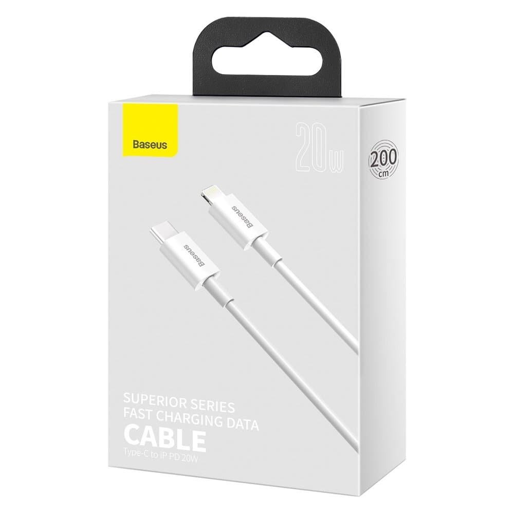 CABLU alimentare si date Baseus Superior, Fast Charging Data Cable pt. smartphone, USB Type-C la Lightning Iphone PD 20W, 2m, alb "CATLYS-C02" - 6953156205369 — miniatură