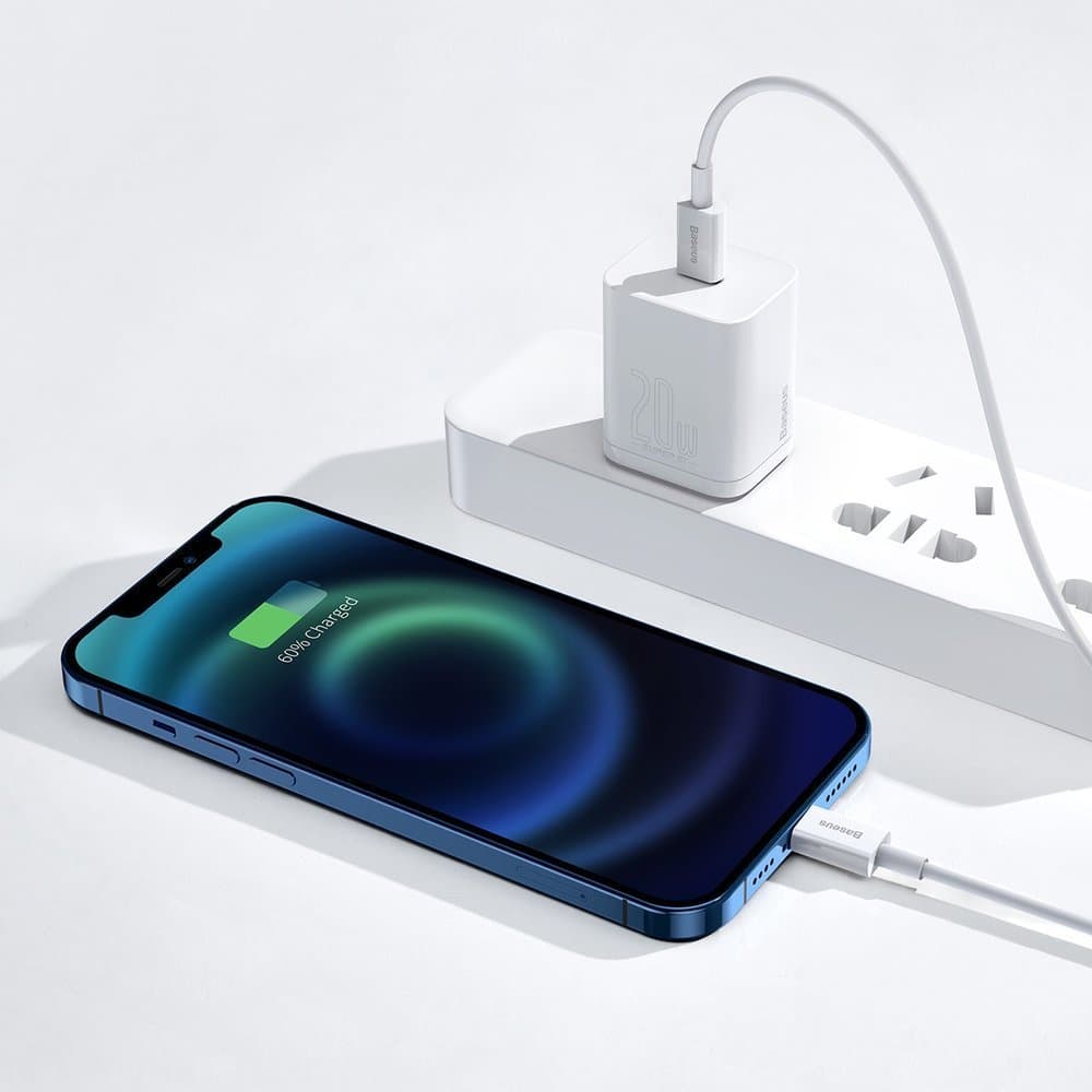 CABLU alimentare si date Baseus Superior, Fast Charging Data Cable pt. smartphone, USB Type-C la Lightning Iphone PD 20W, 2m, alb "CATLYS-C02" - 6953156205369 — miniatură