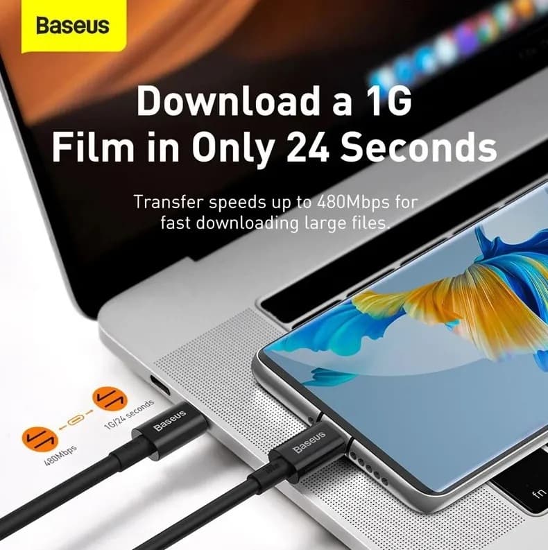 CABLU alimentare si date Baseus Superior, Fast Charging Data Cable pt. smartphone, USB Type-C la USB Type-C 100W, 2m, alb "CATYS-C02" - 6953156208469 — miniatură