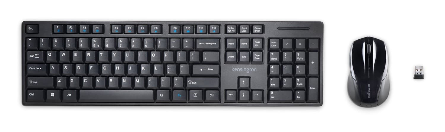 KIT wireless Kensington, "Profit Low-Profile", tastatura wireless 104 taste + mouse wireless 1200dpi, 3 butoane, rotita scroll, negru, "K75230UK" — miniatură