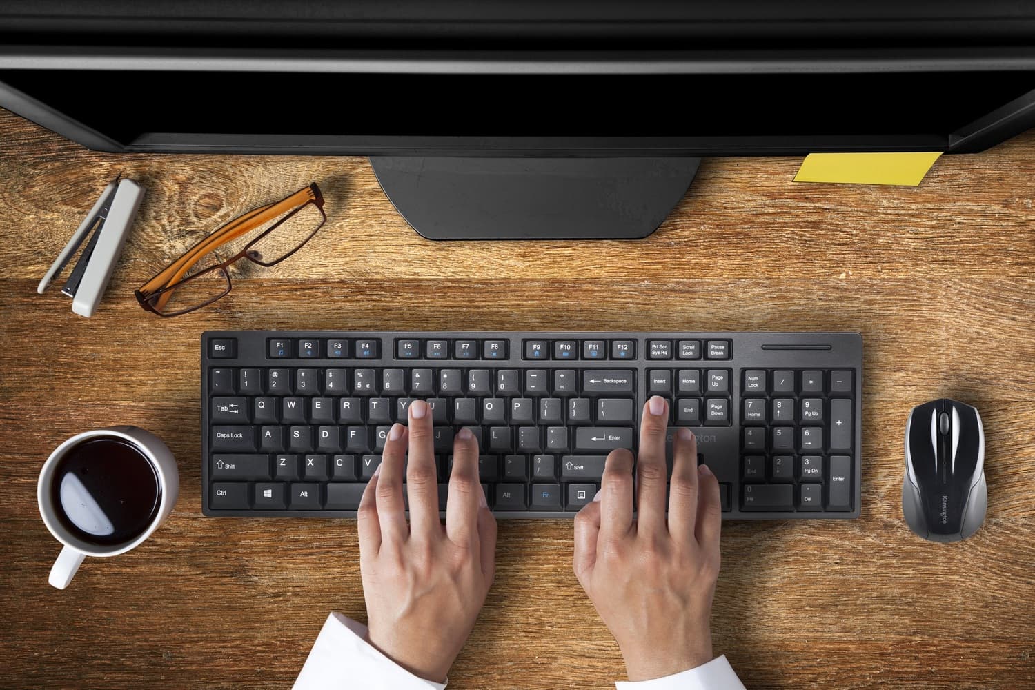 KIT wireless Kensington, "Profit Low-Profile", tastatura wireless 104 taste + mouse wireless 1200dpi, 3 butoane, rotita scroll, negru, "K75230UK" — miniatură