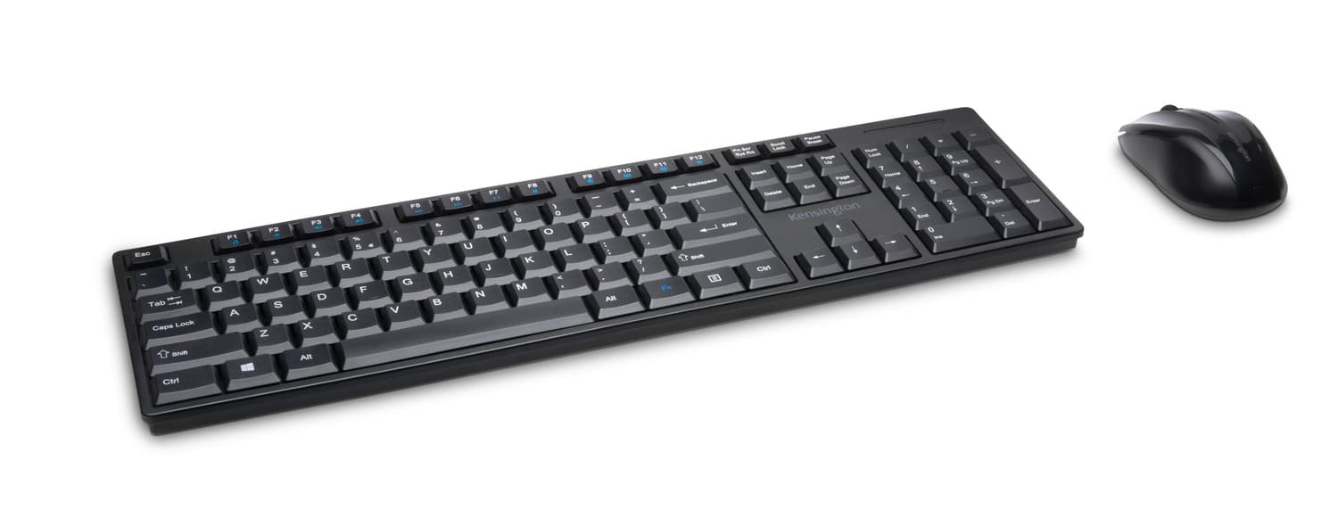 KIT wireless Kensington, "Profit Low-Profile", tastatura wireless 104 taste + mouse wireless 1200dpi, 3 butoane, rotita scroll, negru, "K75230UK" — miniatură