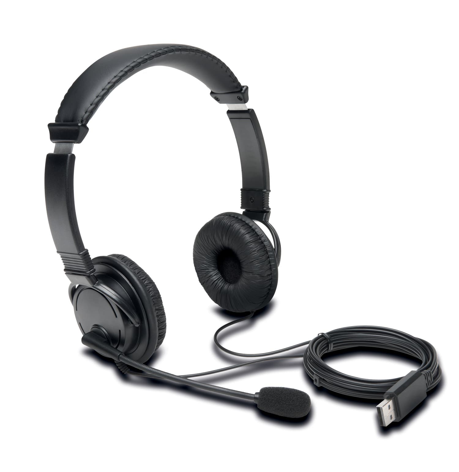 CASTI Kensington, cu fir, standard, utilizare multimedia, call center, microfon pe casca, noise-canceling, conectare prin USB 2.0, cablu 1.8m, negru, "K97601WW" — miniatură