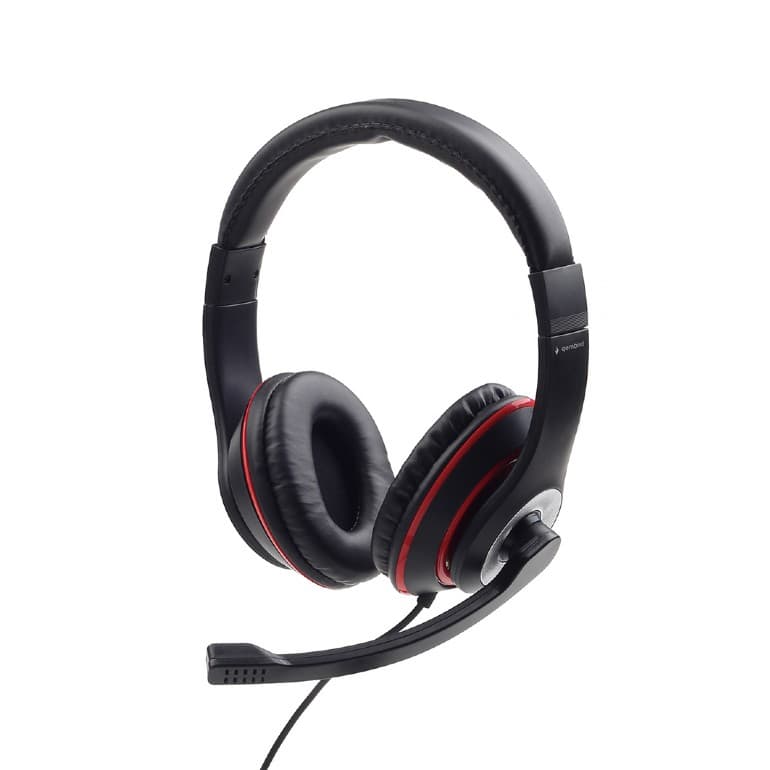 CASTI Gembird, cu fir, standard, utilizare multimedia, call center, microfon pe brat, conectare prin Jack 3.5 mm, red / negru, "MHS-03-BKRD"