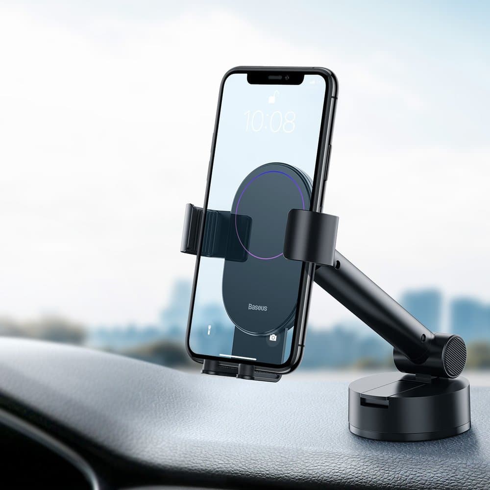 SUPORT AUTO Baseus Simplism pt. SmartPhone, fixare parbriz sau bord prin ventuza, negru "SUYL-JY01" - 6953156220966 — miniatură